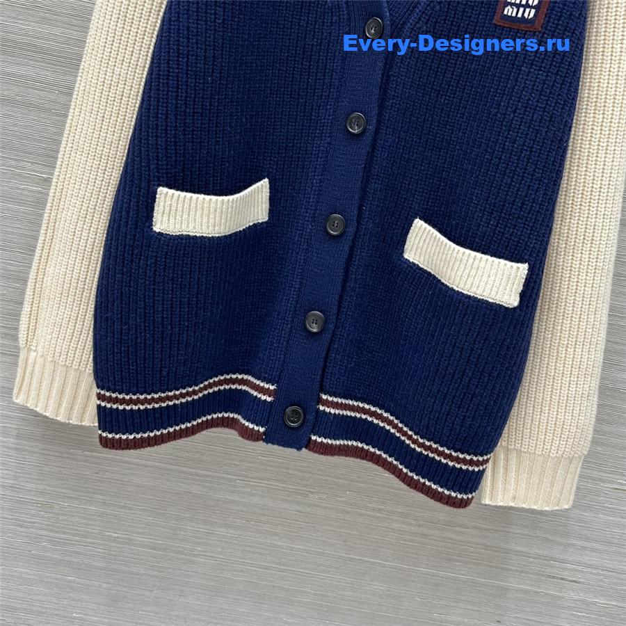 M1um1u v-neck cashmere cardigan coat