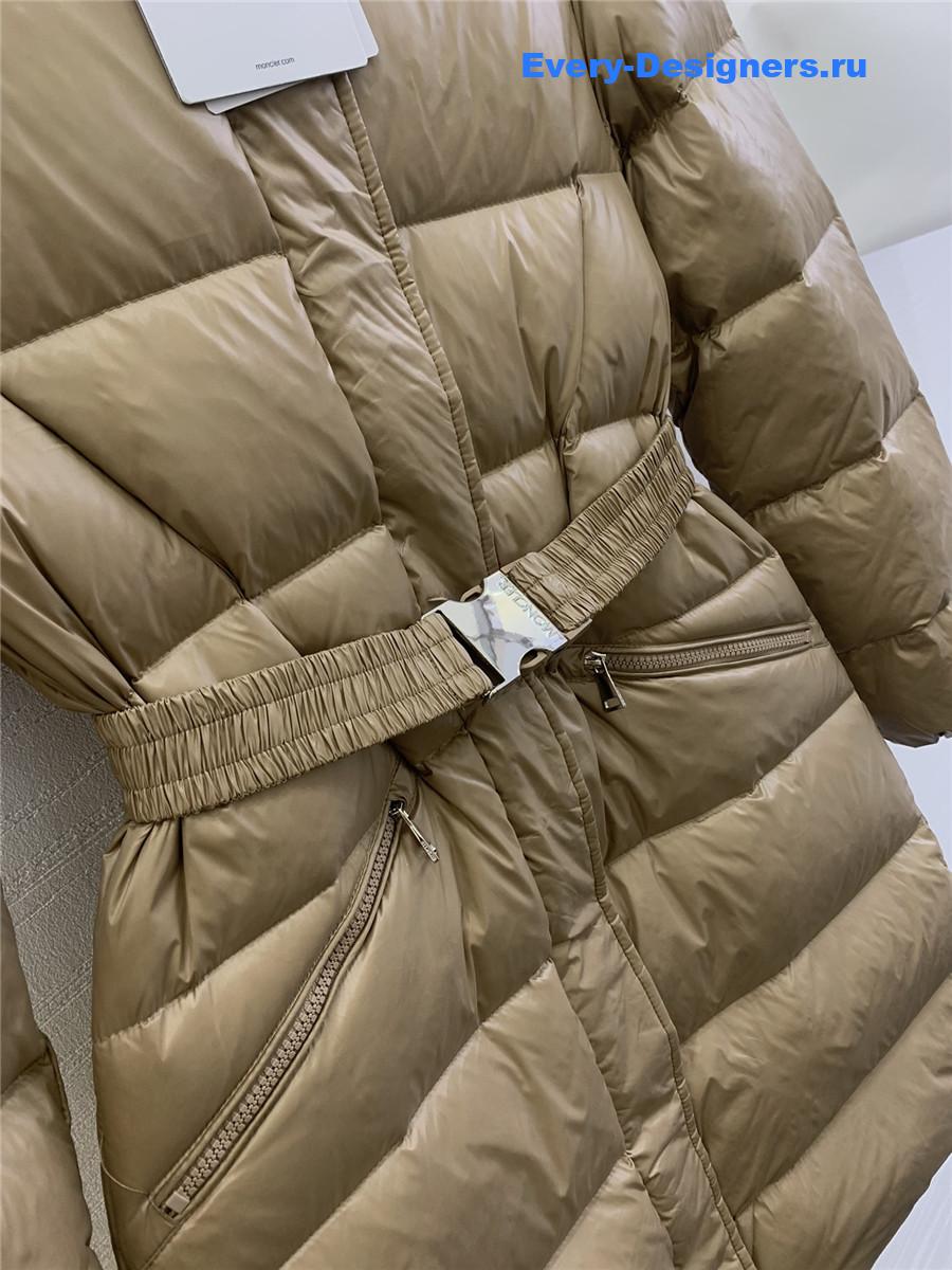 Moncler waist hooded long down jacket