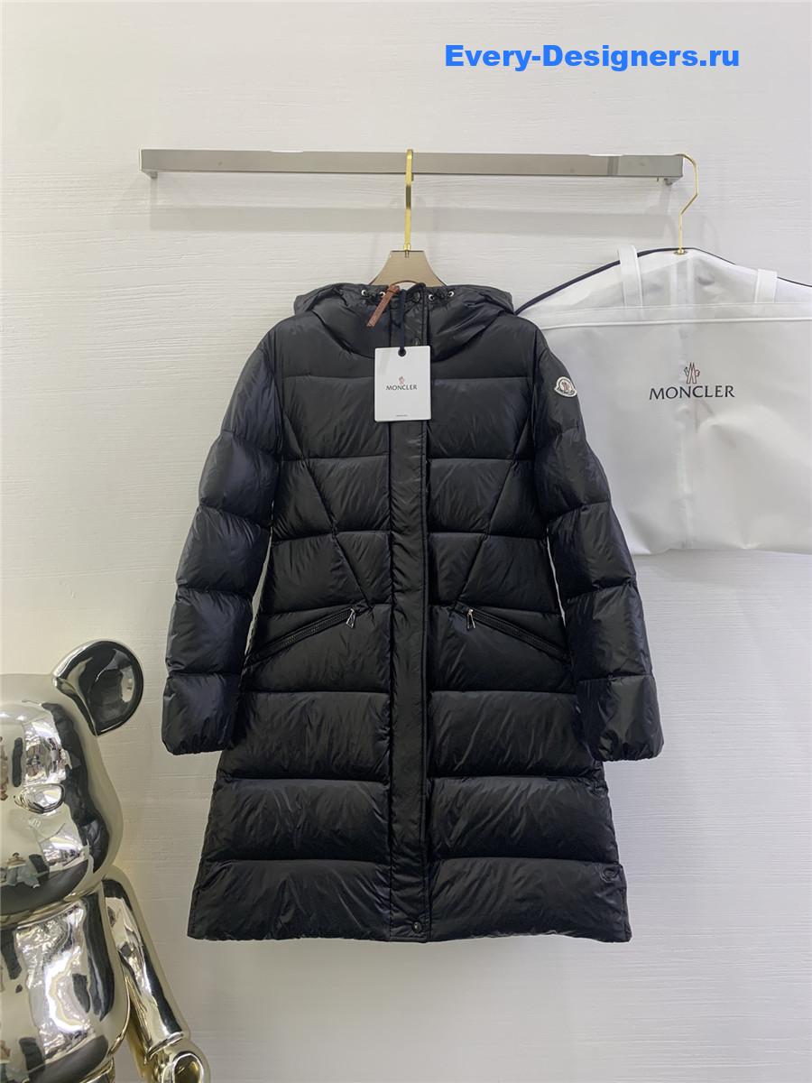 Moncler waist hooded long down jacket