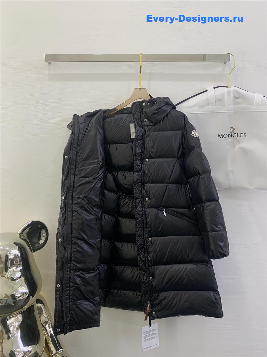 Moncler waist hooded long down jacket