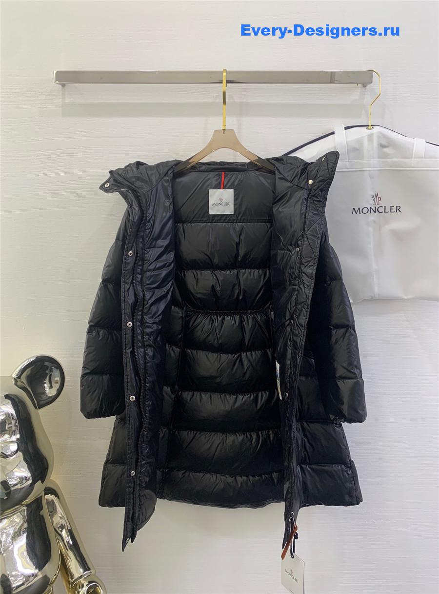 Moncler waist hooded long down jacket