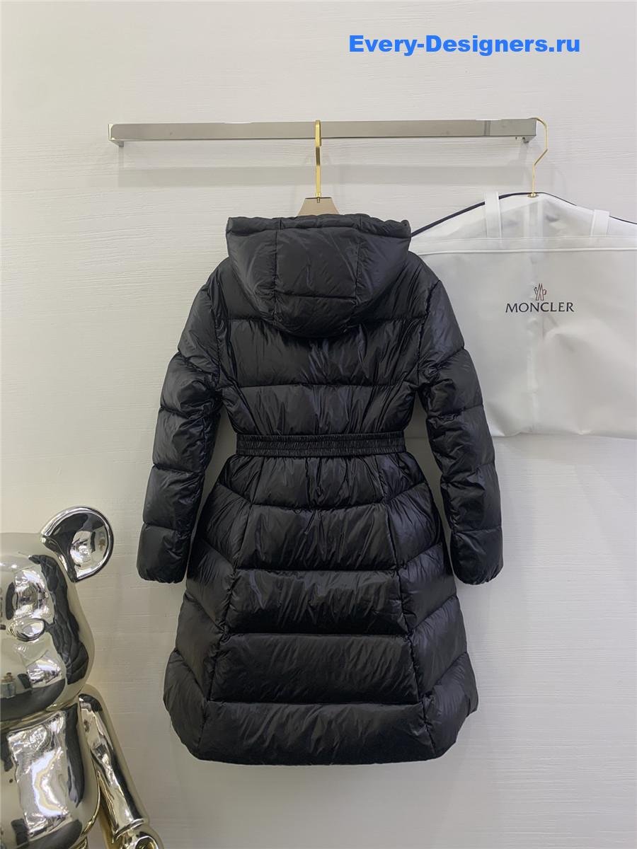 Moncler waist hooded long down jacket