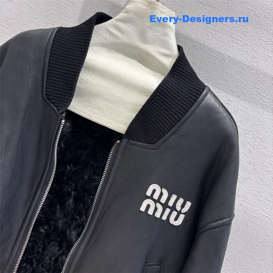 M1um1u ribbed shearling coat