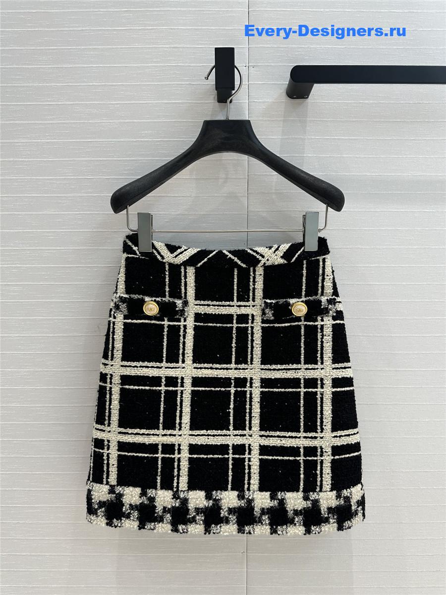 Va1e*ntin0 large check tweed skirt