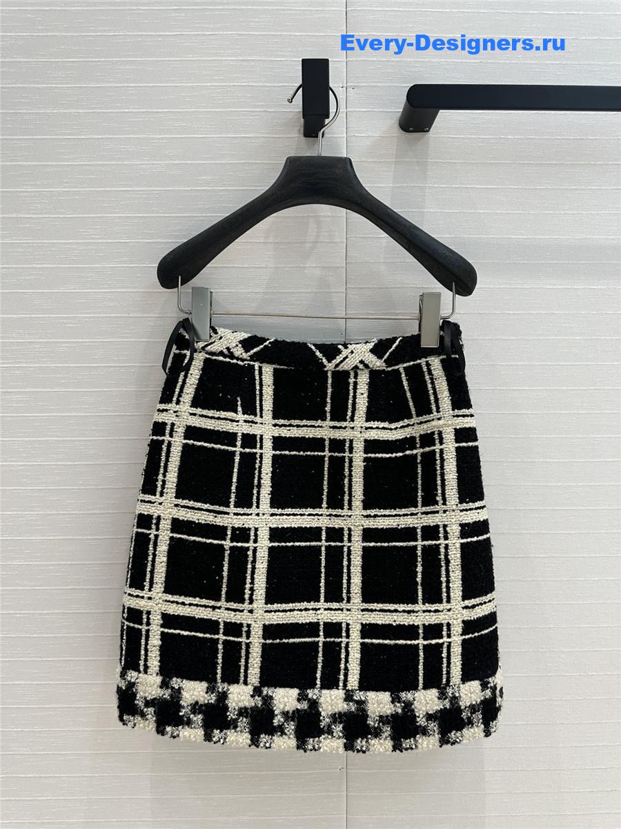 Va1e*ntin0 large check tweed skirt