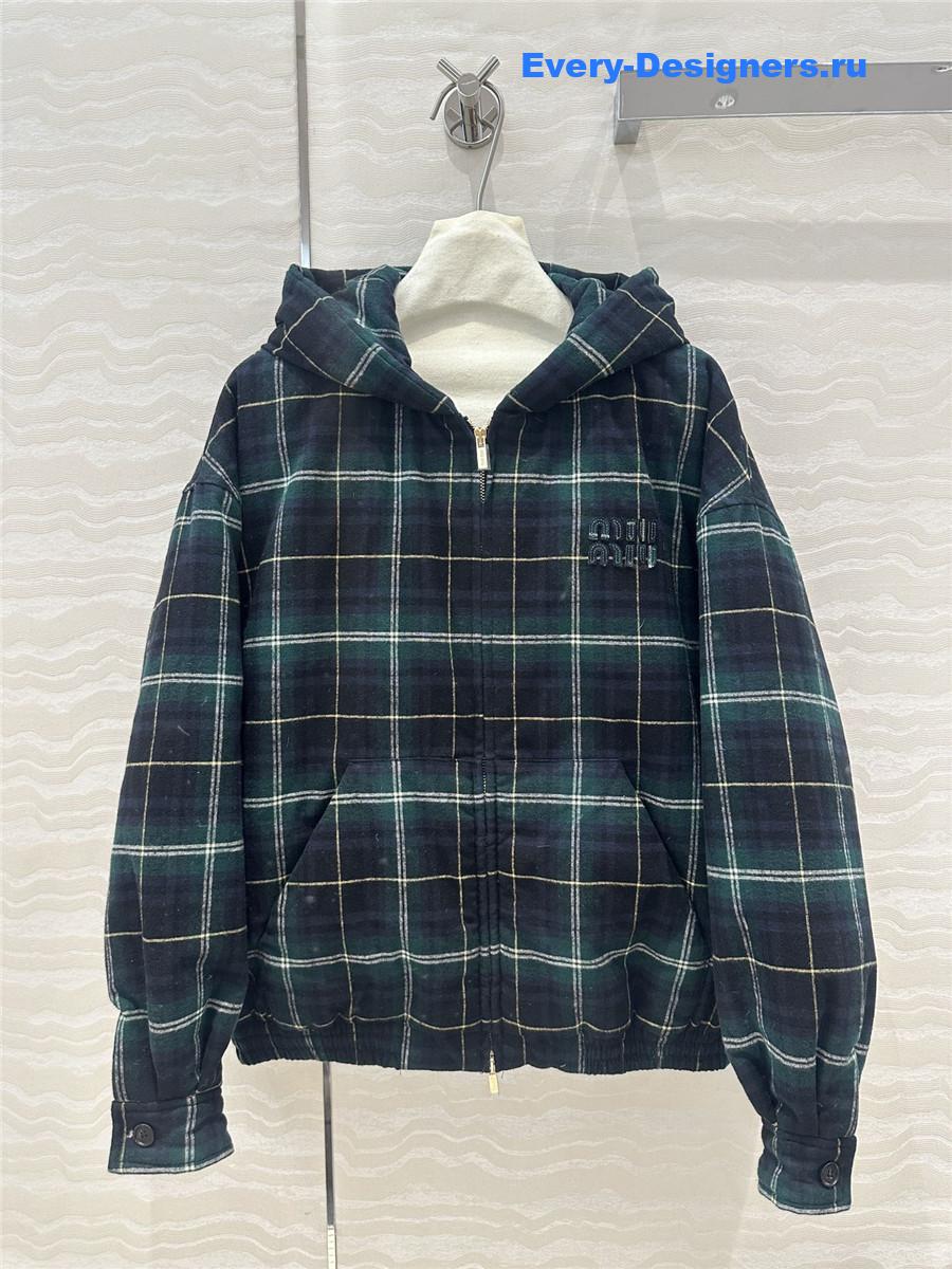 M1um1u check puffer jacket