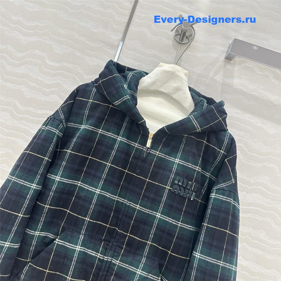 M1um1u check puffer jacket