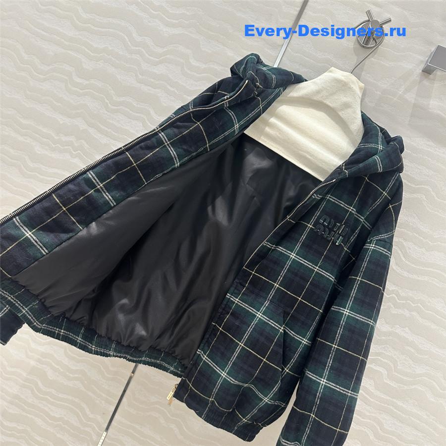 M1um1u check puffer jacket