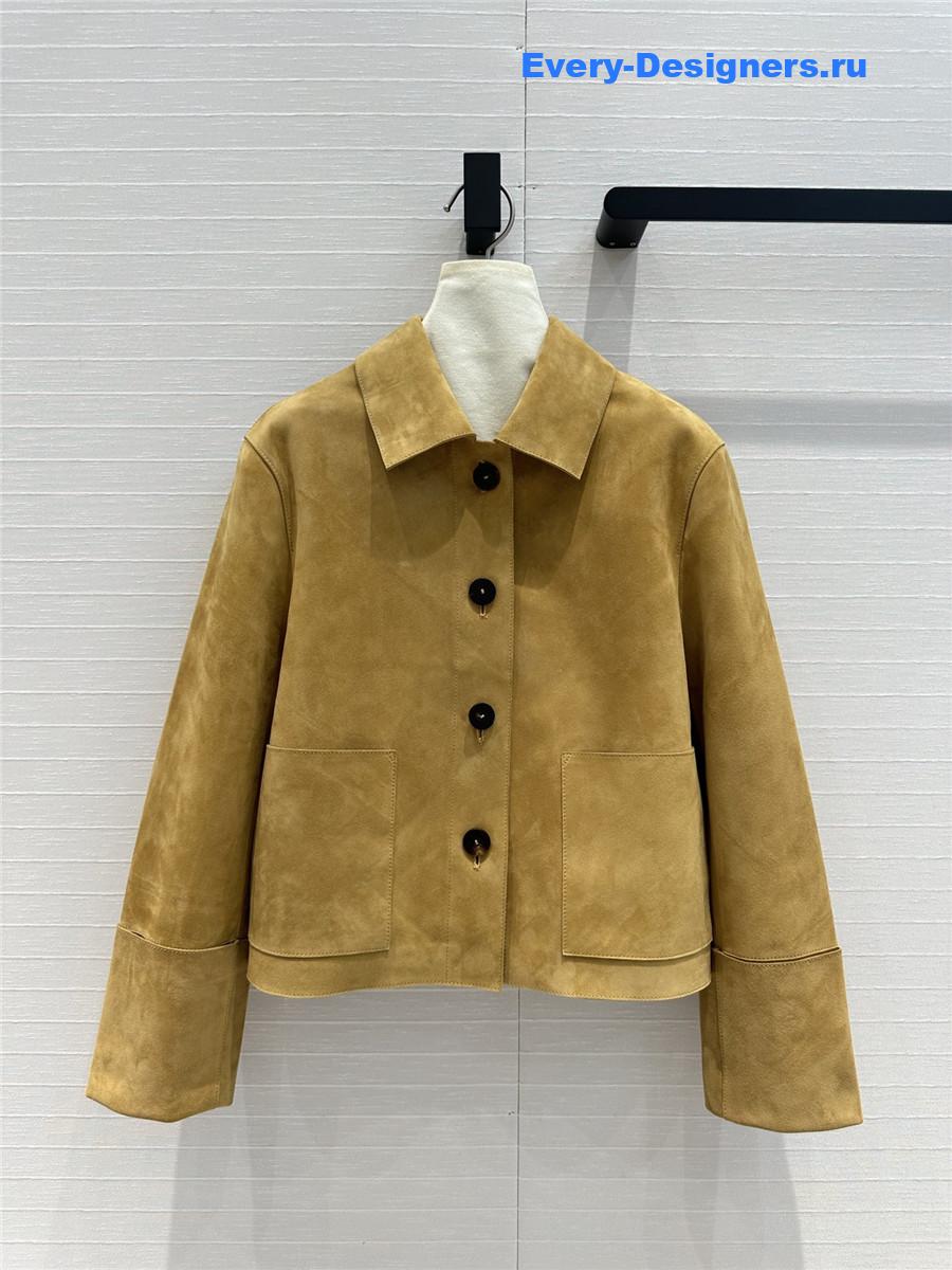 L0ew* lapel jacket leather coat