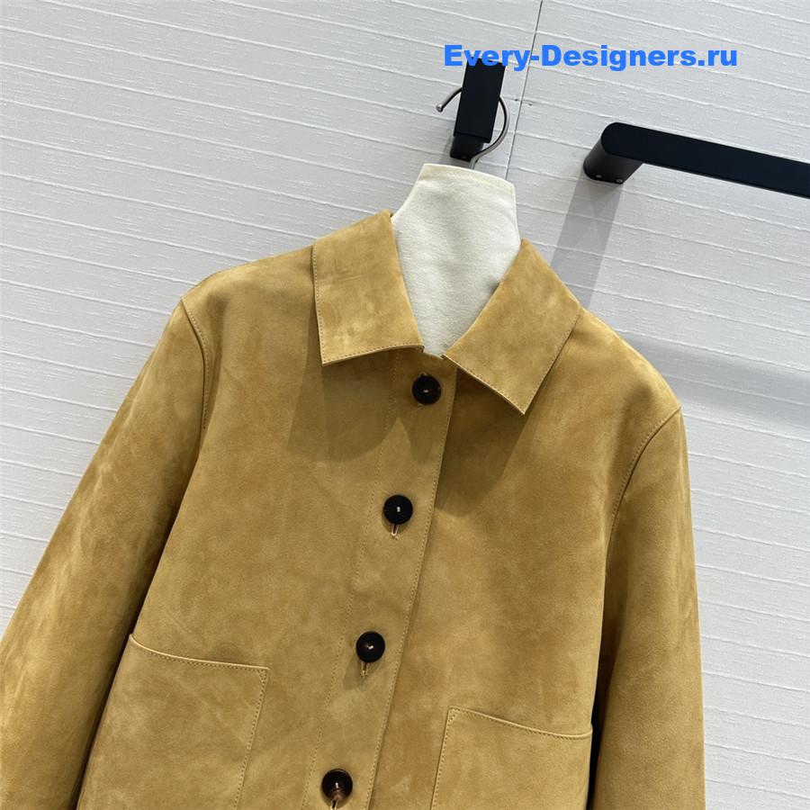 L0ew* lapel jacket leather coat