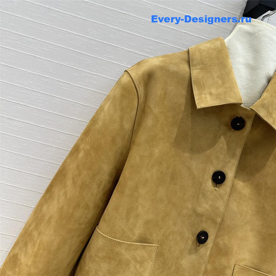 L0ew* lapel jacket leather coat
