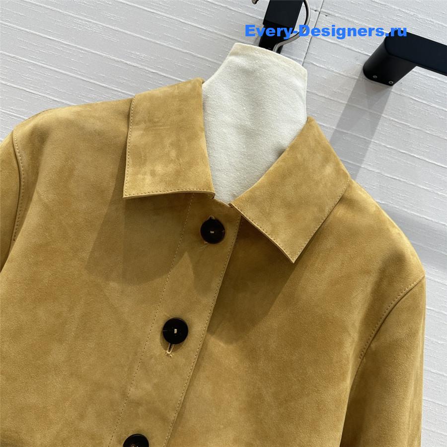 L0ew* lapel jacket leather coat