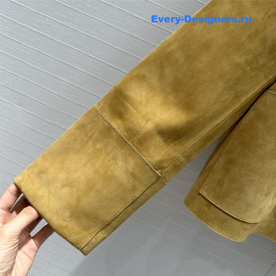 L0ew* lapel jacket leather coat