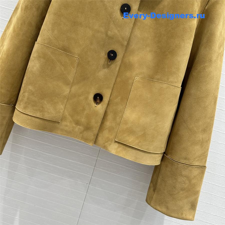 L0ew* lapel jacket leather coat