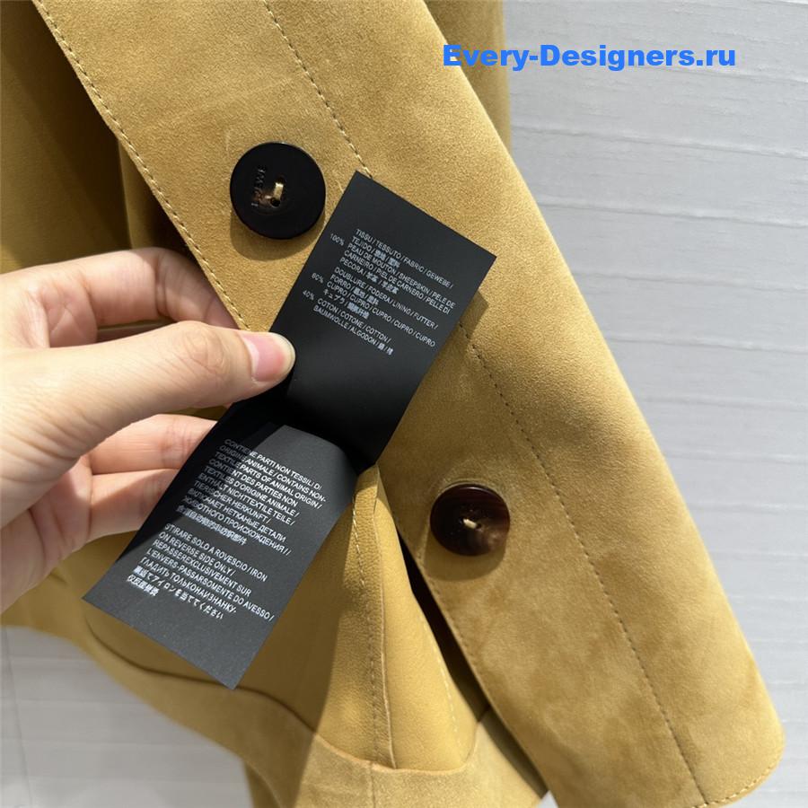 L0ew* lapel jacket leather coat