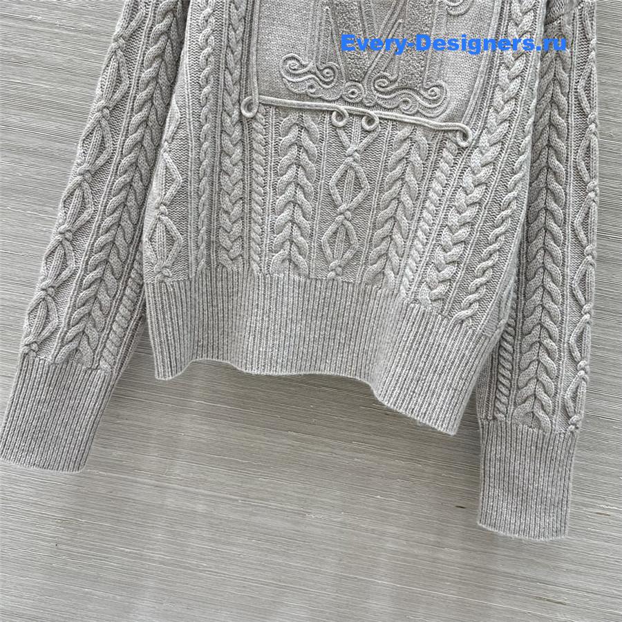 Vanitoo Grey Cable Cashmere Sweater