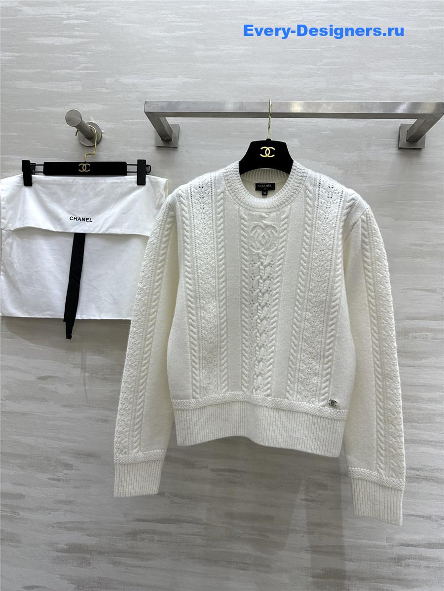 Ch**el cable knit sweater white