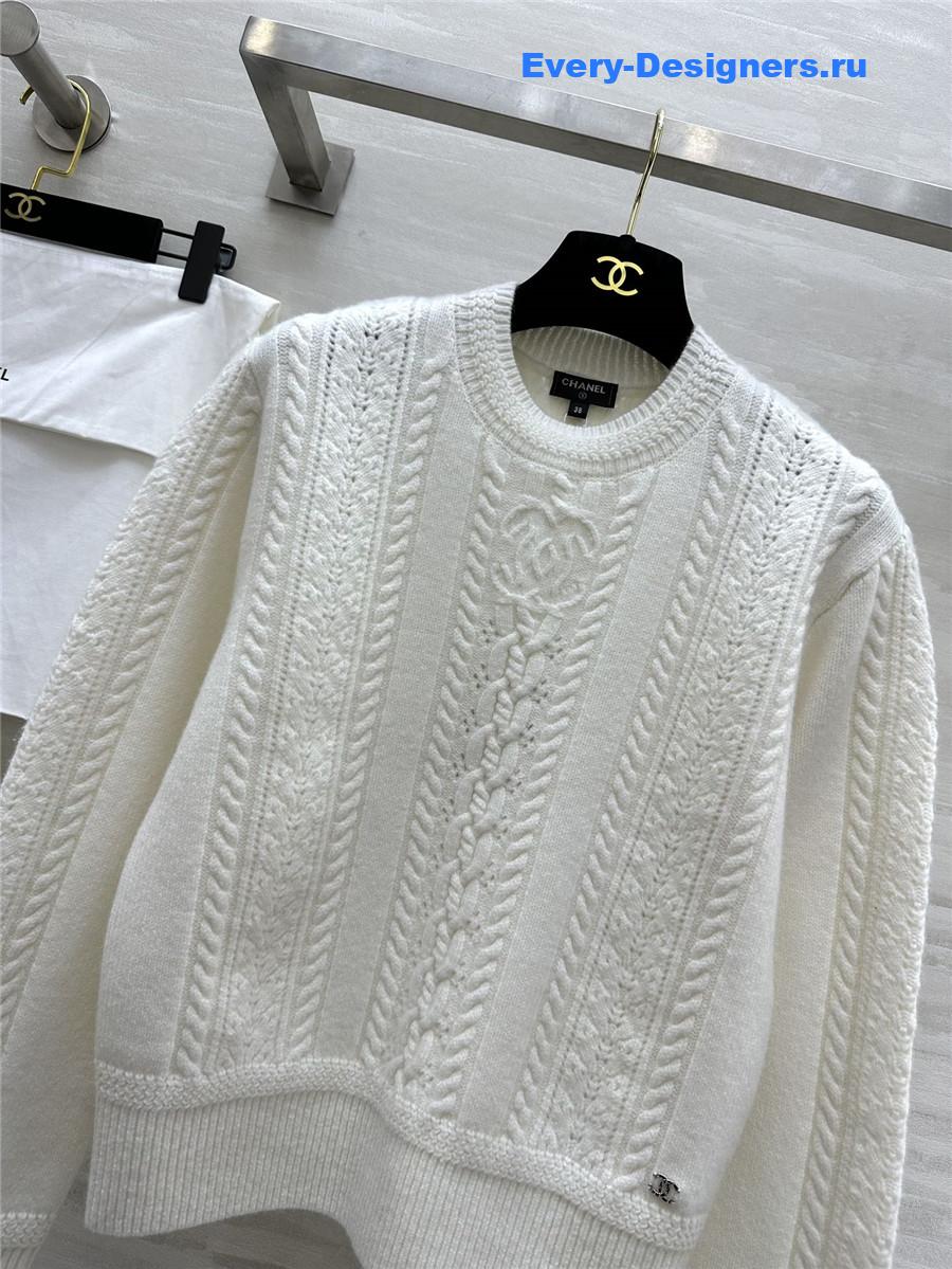 Ch**el cable knit sweater white