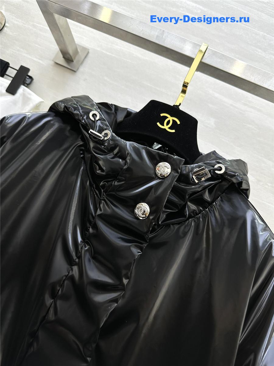 Ch**el sequined hooded puffer jacket