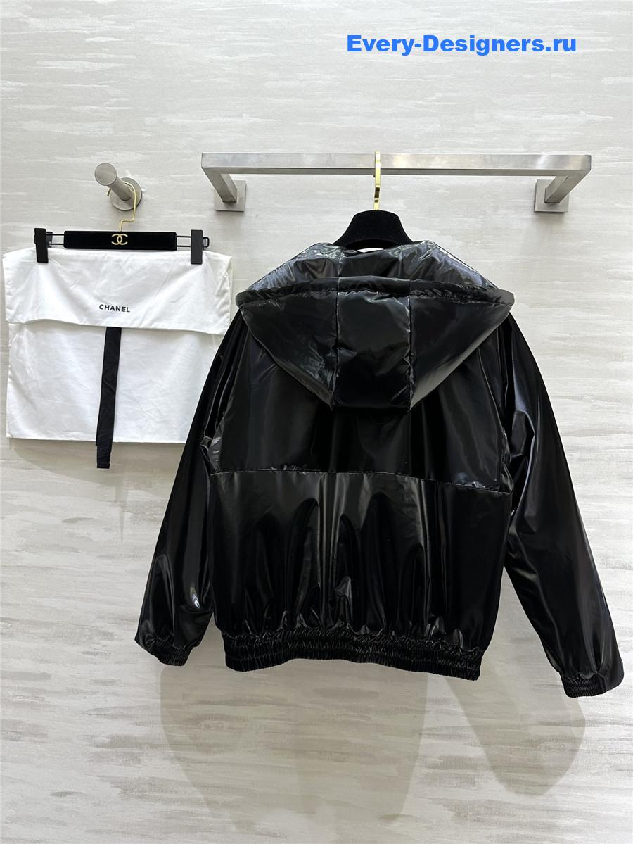 Ch**el sequined hooded puffer jacket