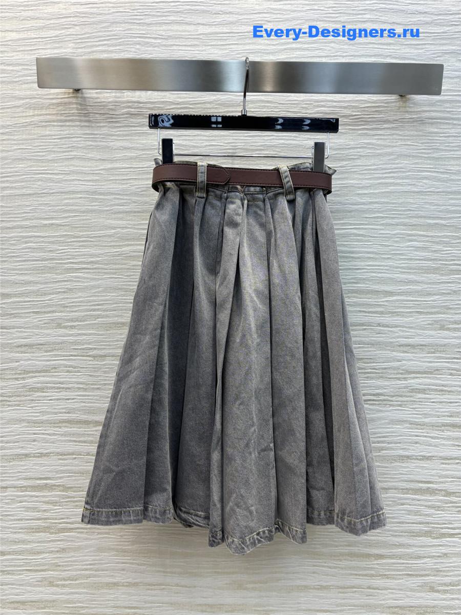 M1um1u belted pleated skirt