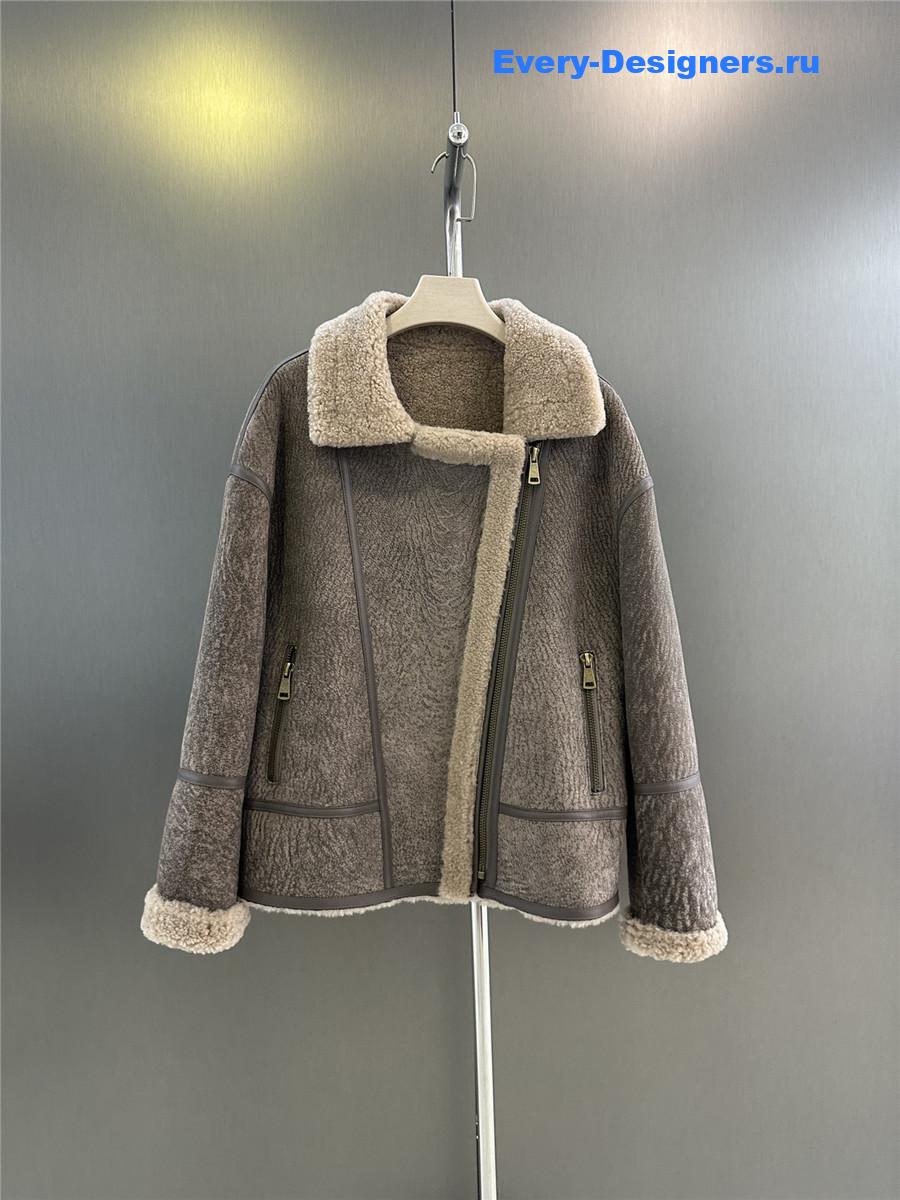 Acne studios leather and shearling coat