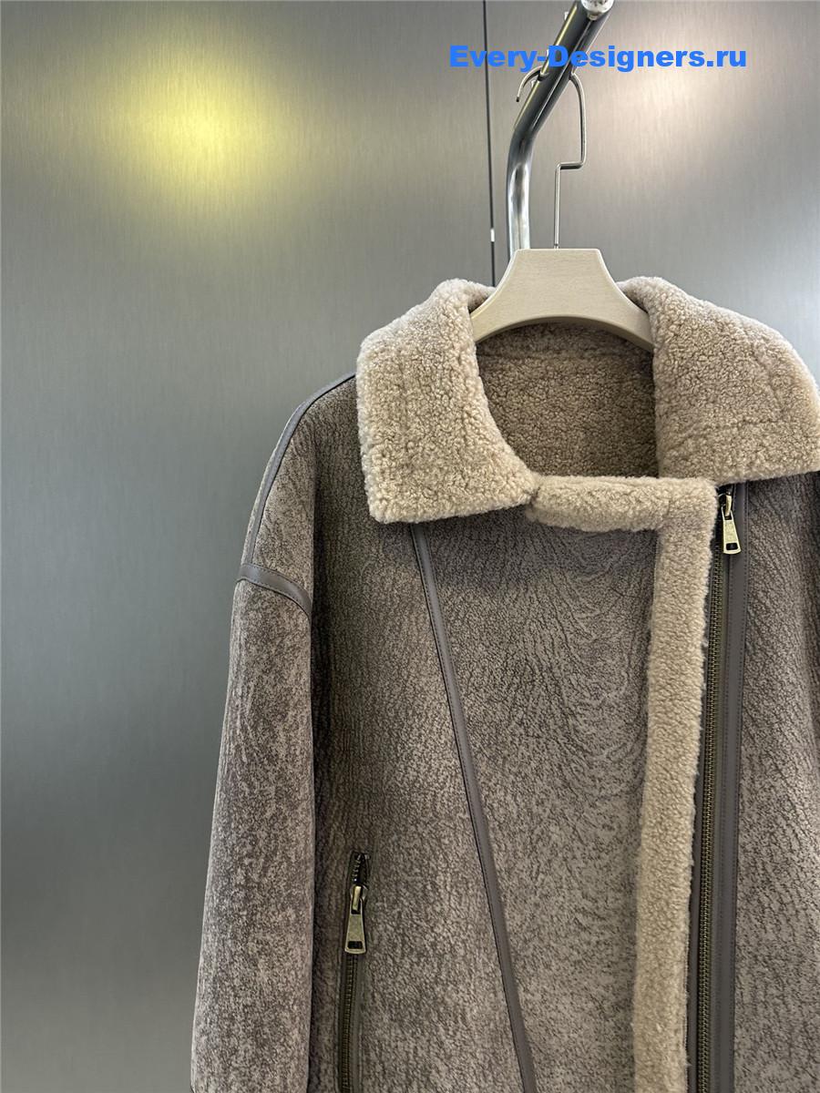 Acne studios leather and shearling coat