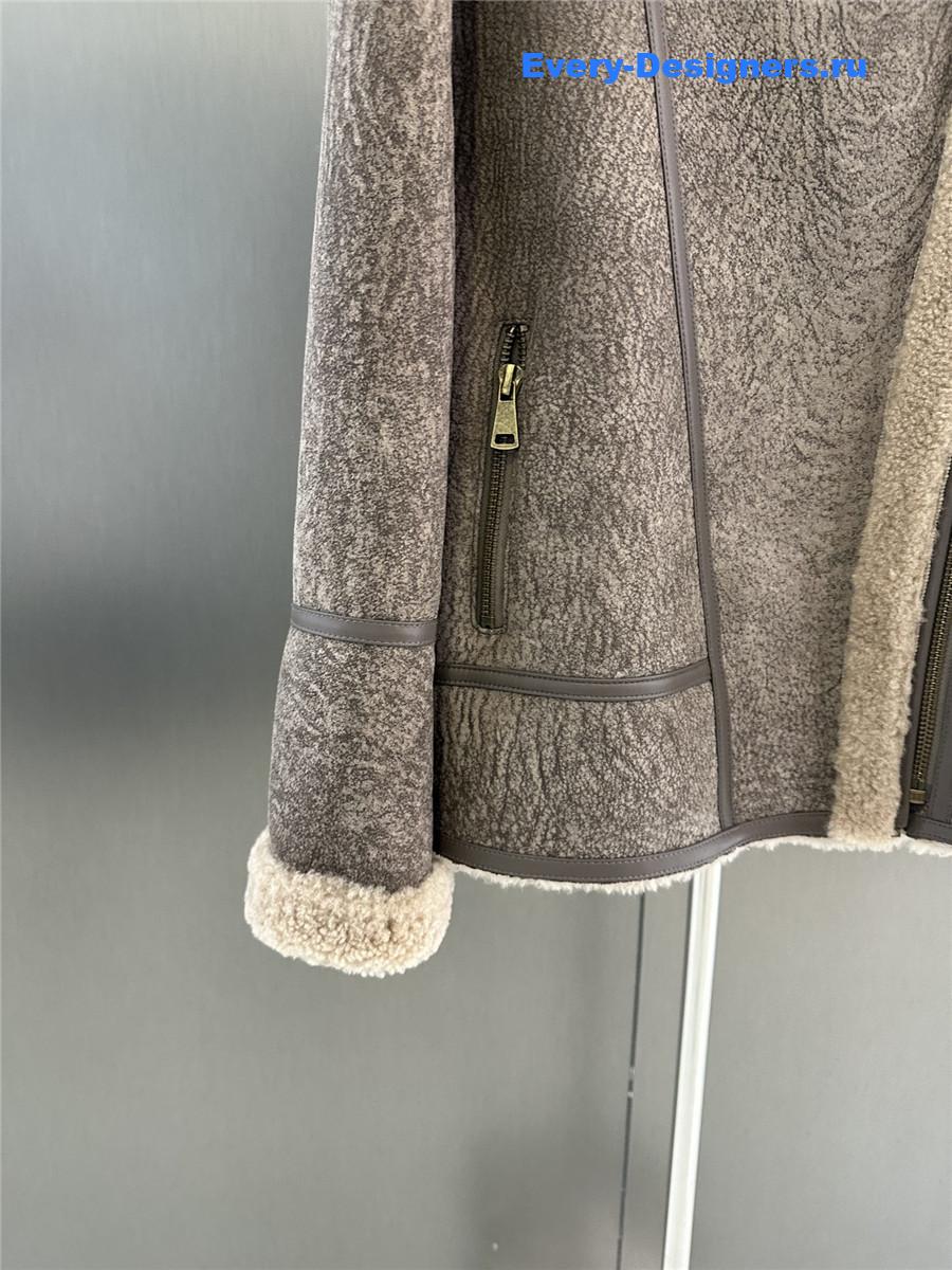 Acne studios leather and shearling coat