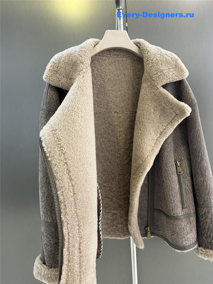 Acne studios leather and shearling coat