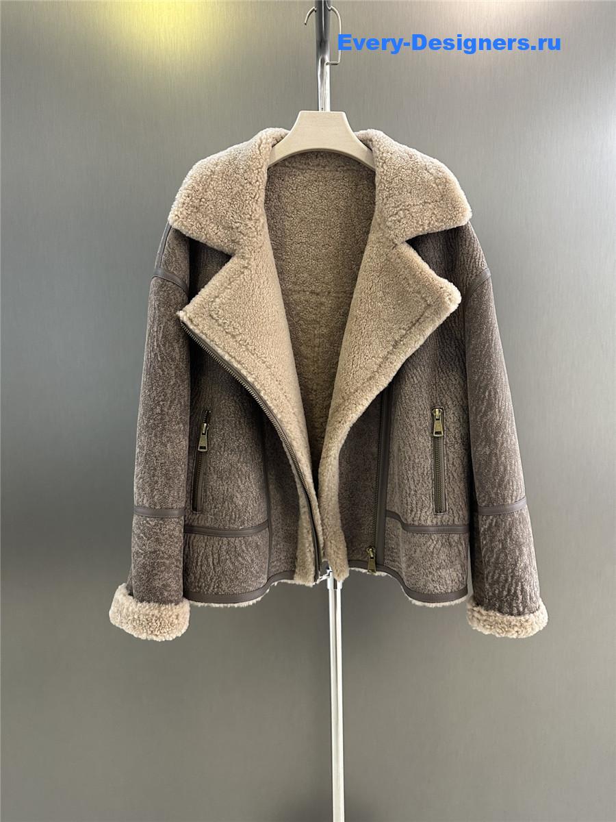 Acne studios leather and shearling coat
