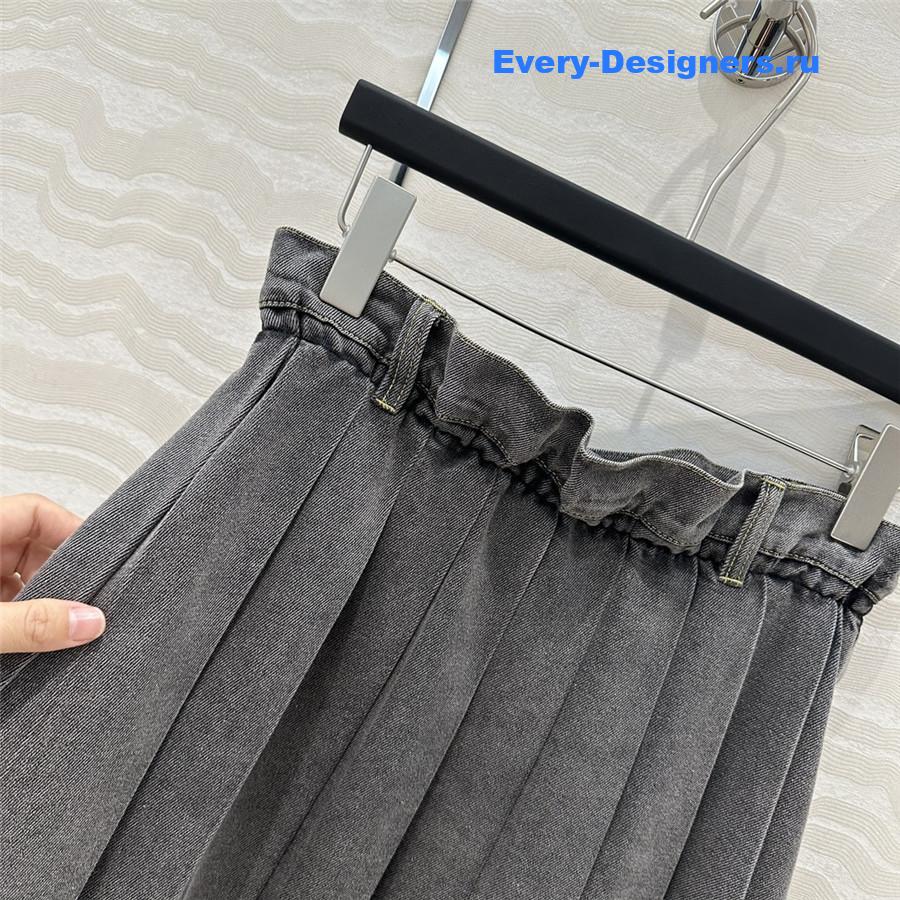 M1um1u waist pleated long skirt