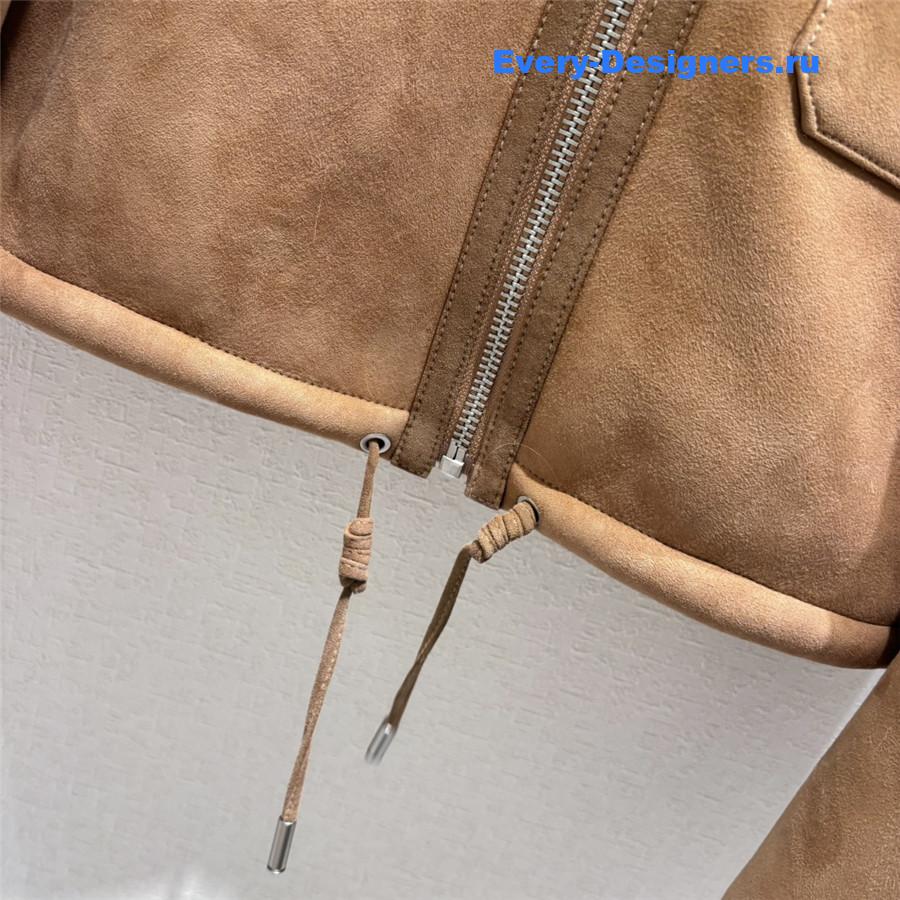 Pra*a leather and shearling biker jacket