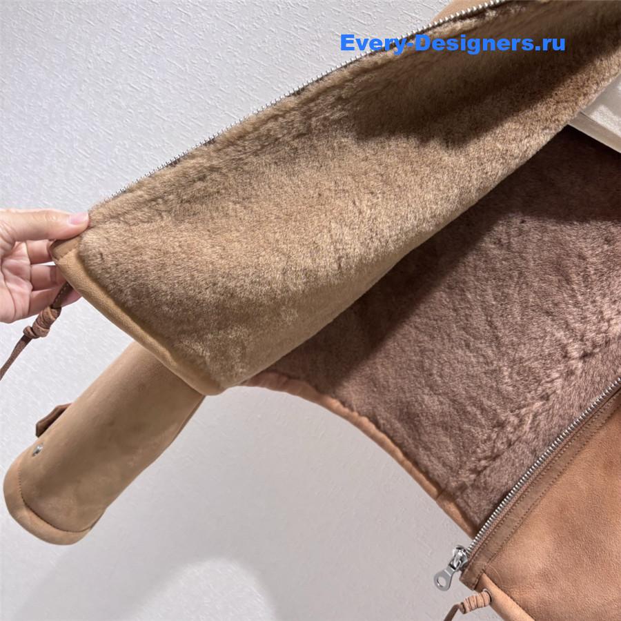 Pra*a leather and shearling biker jacket