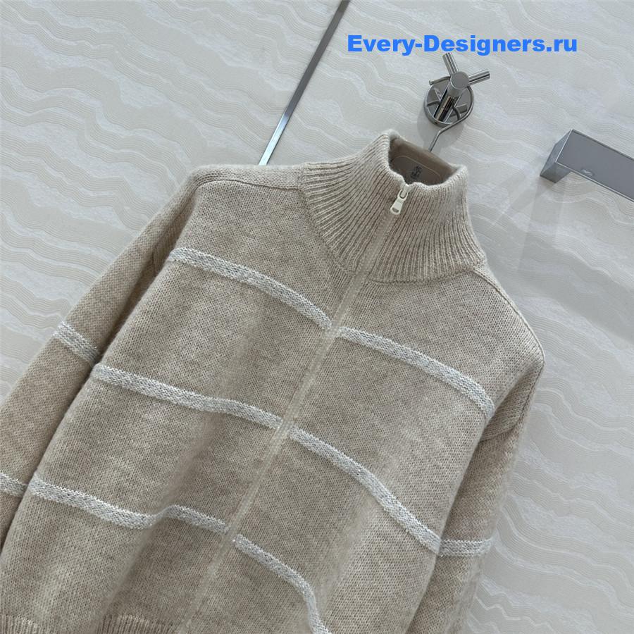 BC Beige Zip-Up Alpaca Cardigan