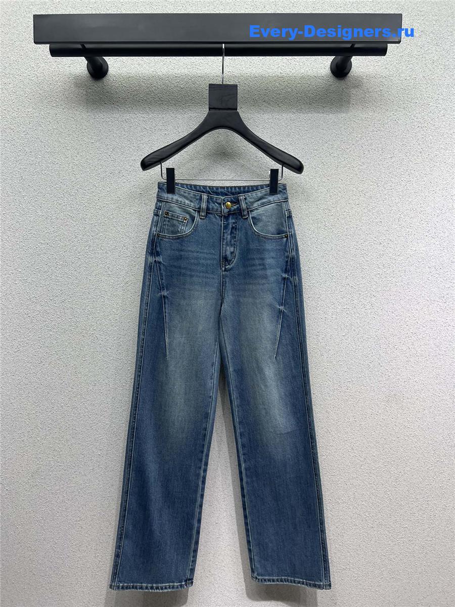 Ch**el denim straight wide leg pants