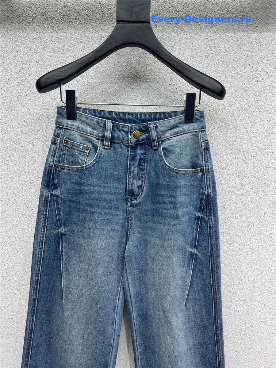 Ch**el denim straight wide leg pants