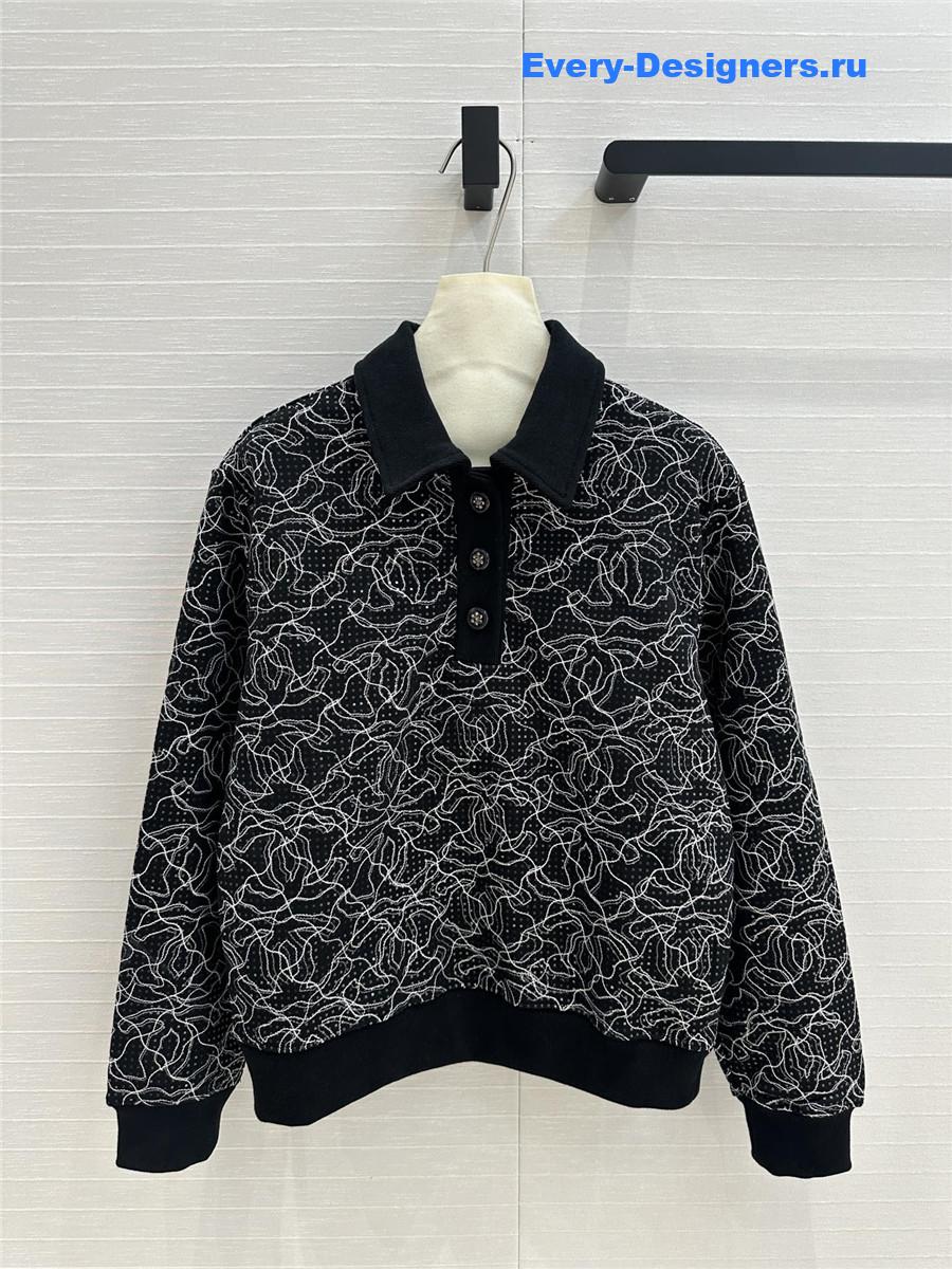 Ch**el polo glittered cotton sweatshirt