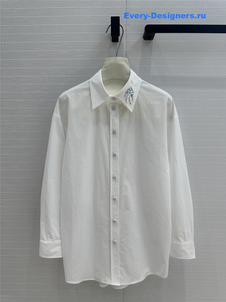 Ch**el sequin embroidered collar shirt