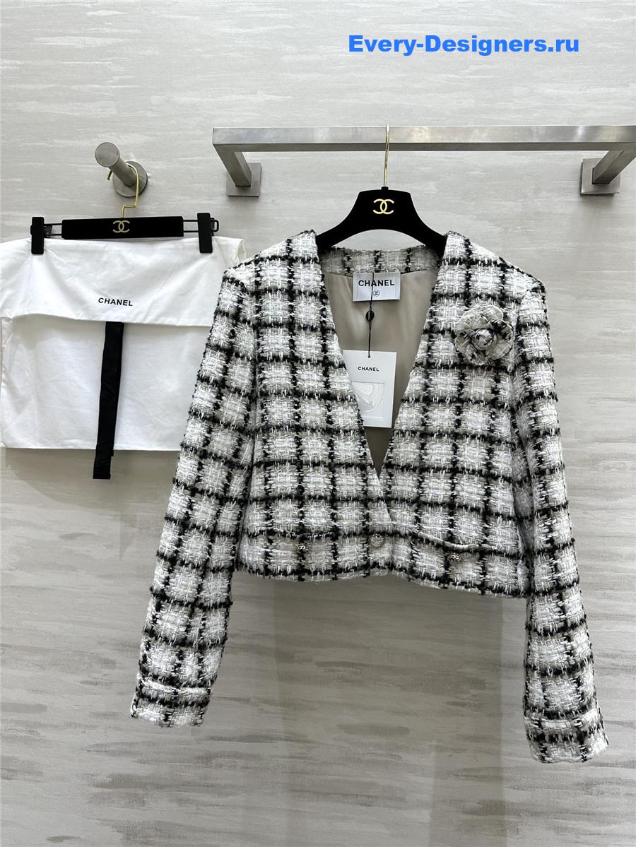 Ch**el wool soft tweed v-neck coat