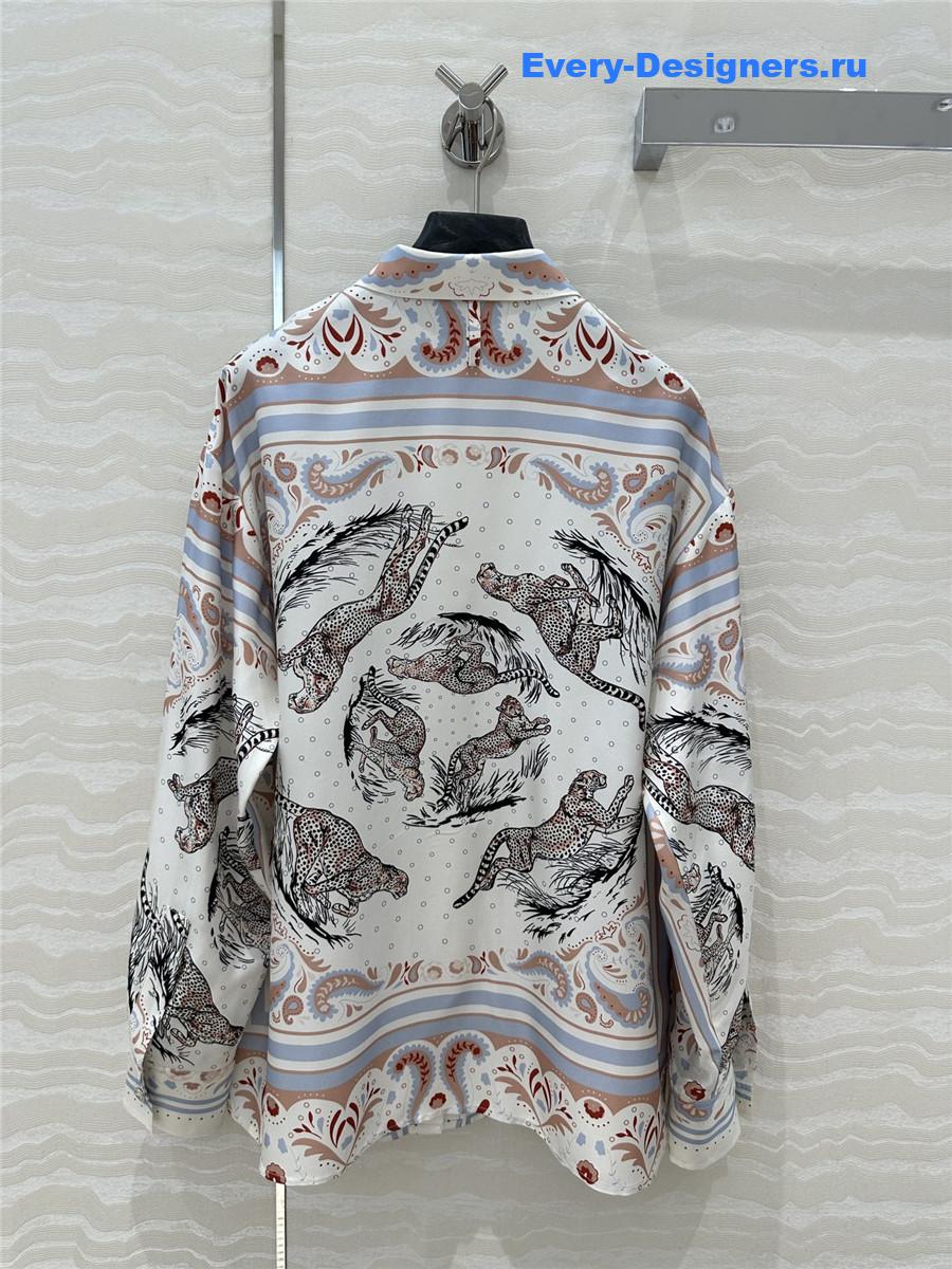 H**me5 scarf print silk shirt