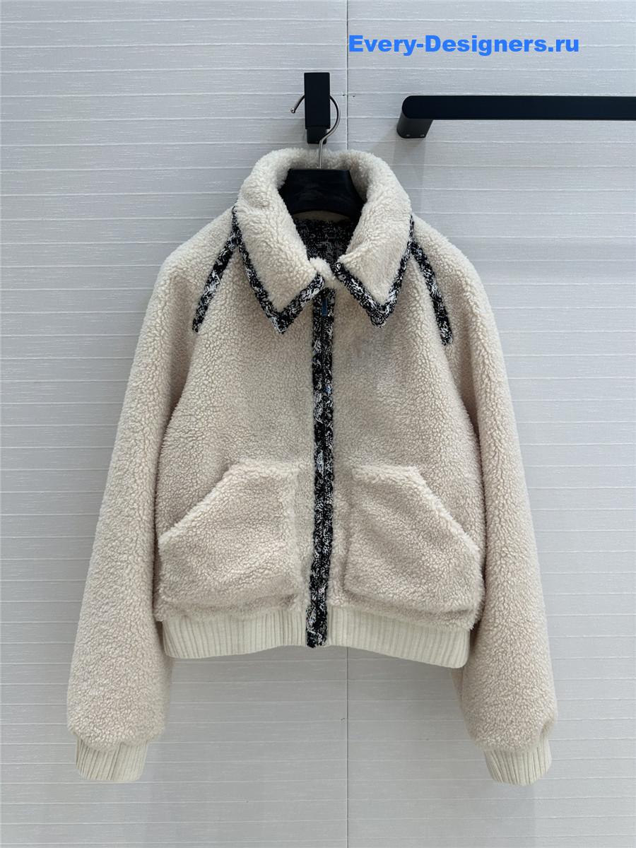 Ch**el grain fleece lapel jacket