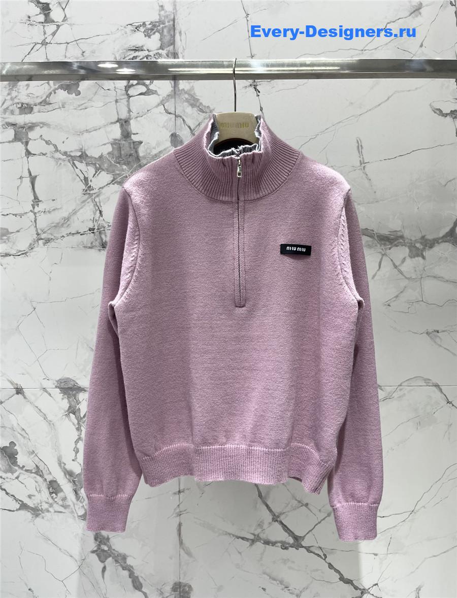 Miu Miu Double Knit Turtleneck Sweater Pink