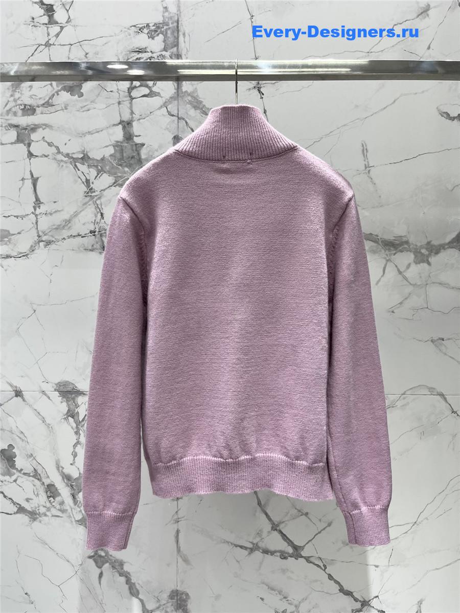 Miu Miu Double Knit Turtleneck Sweater Pink