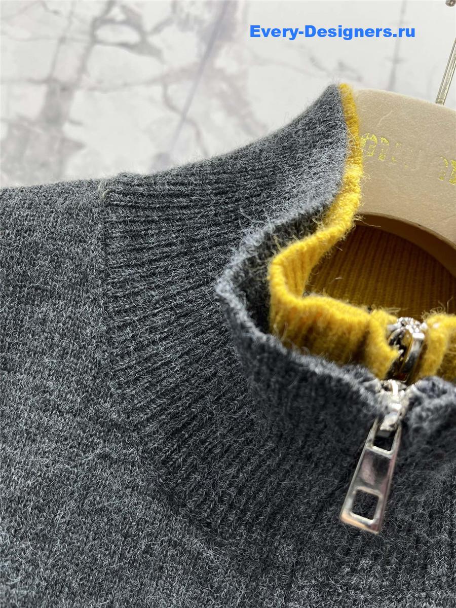 Miu Miu Double Knit Turtleneck Half-Zip Sweater