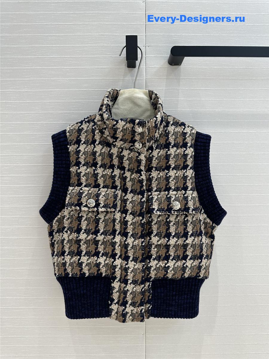 Ch**el woven tweed check down vest