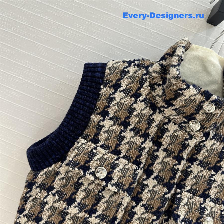 Ch**el woven tweed check down vest