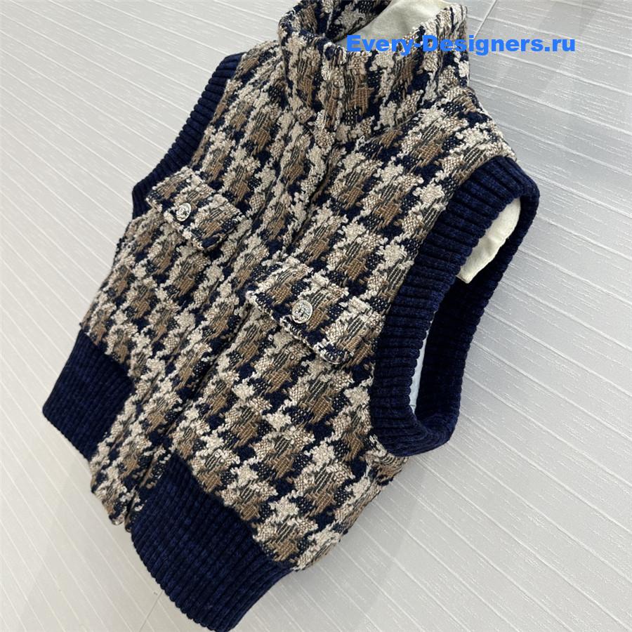 Ch**el woven tweed check down vest