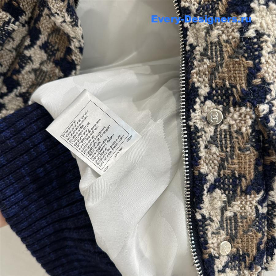 Ch**el woven tweed check down vest