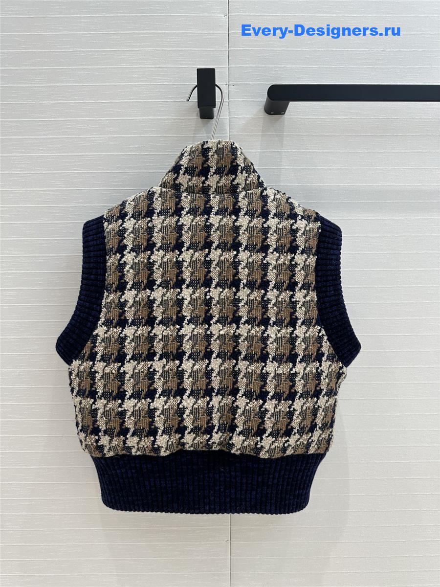 Ch**el woven tweed check down vest
