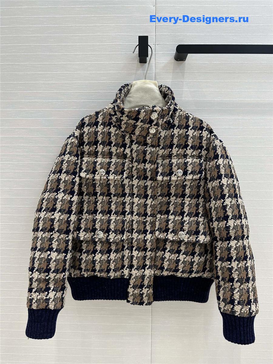Ch**el tweed check down jacket